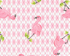 Diamond Flamingos Pink  Fabric