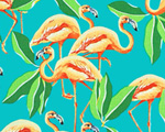 Elegant Flamingos Fabric - Coral