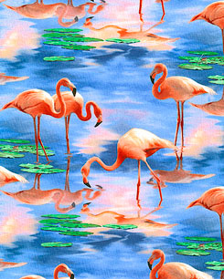 Flamingo Reflections  Fabric