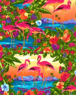 Flamingo sunsets  Fabric