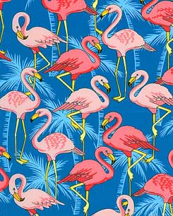 Flamingo Yard Ornaments - Marine Blue Fabric