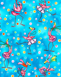 Partying Flamingos Fabric