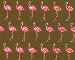 Strutting Flamingos- Chocolate Fabric