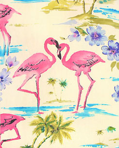 Watercolor Flamingos Cream Fabric